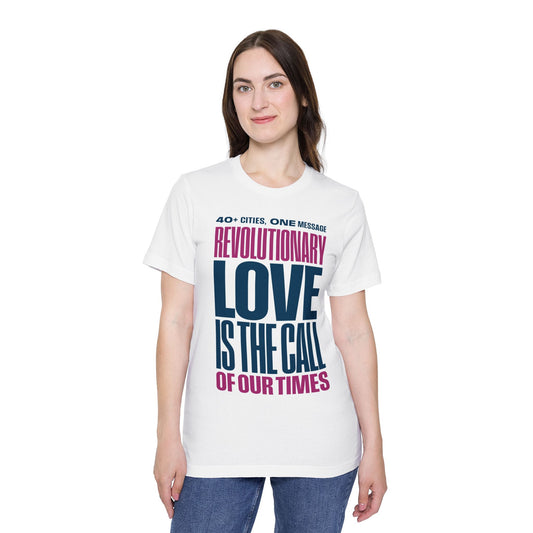 40+ Cities, One Message - Unisex Short-Sleeve Jersey T-Shirt (White)