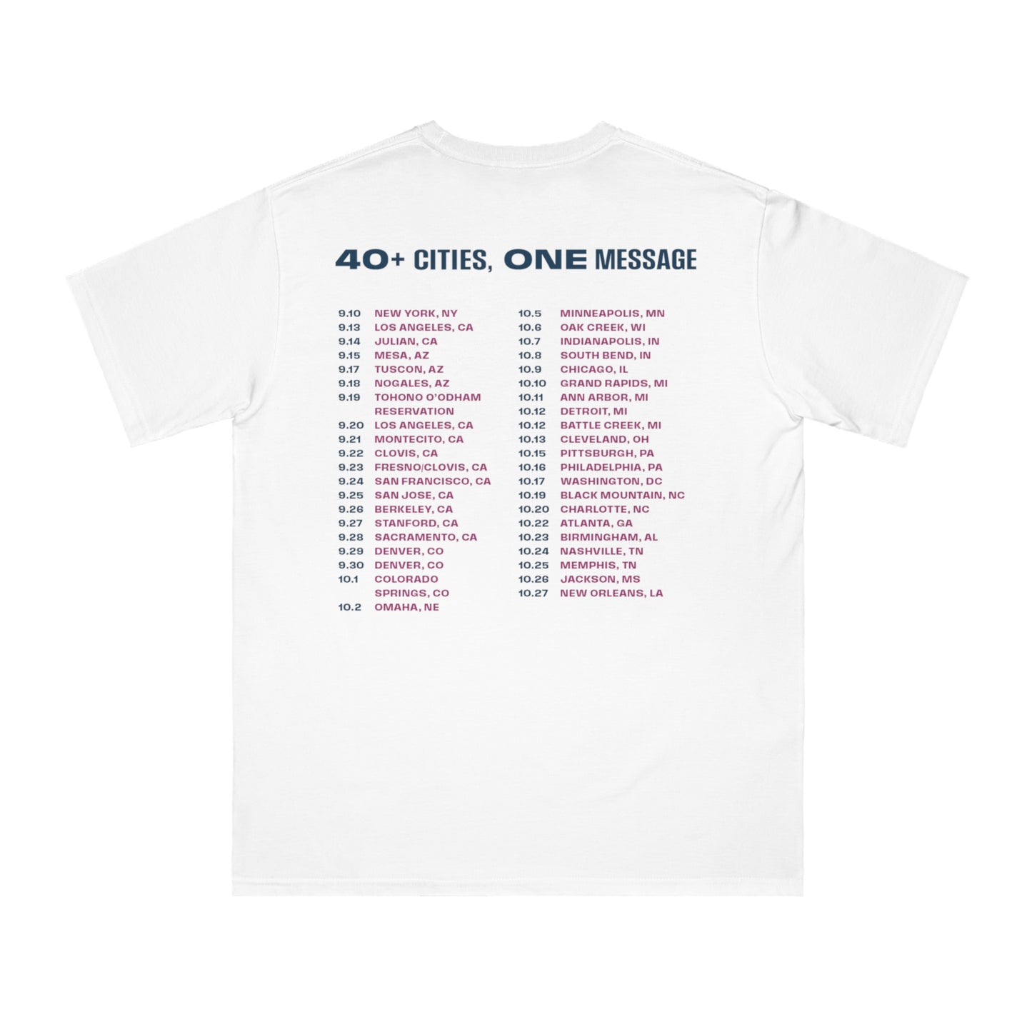 Call of Our Times with Tour Cities - Organic Unisex Classic T-Shirt (White)