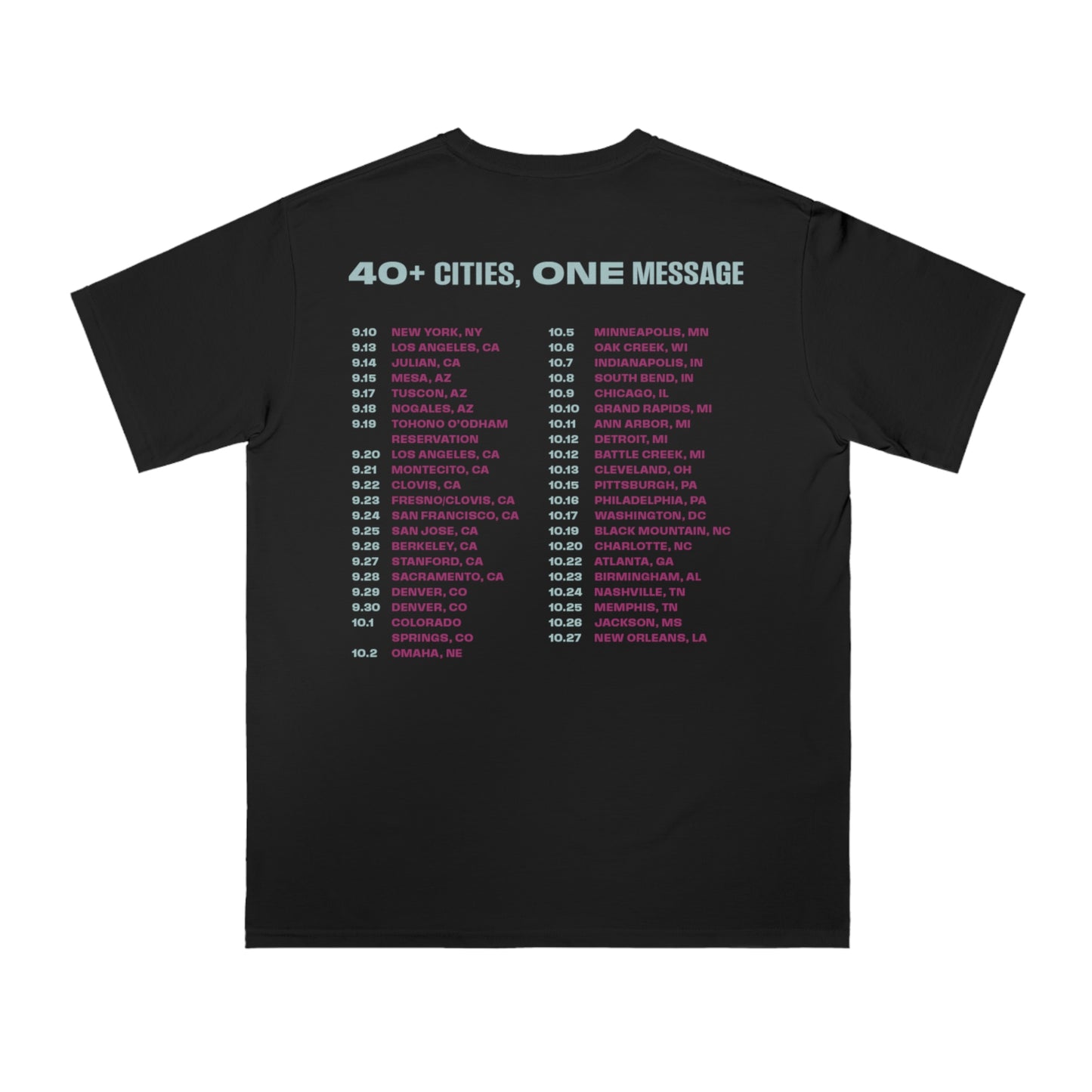 Call of Our Times with Tour Cities - Organic Unisex Classic T-Shirt (Black)