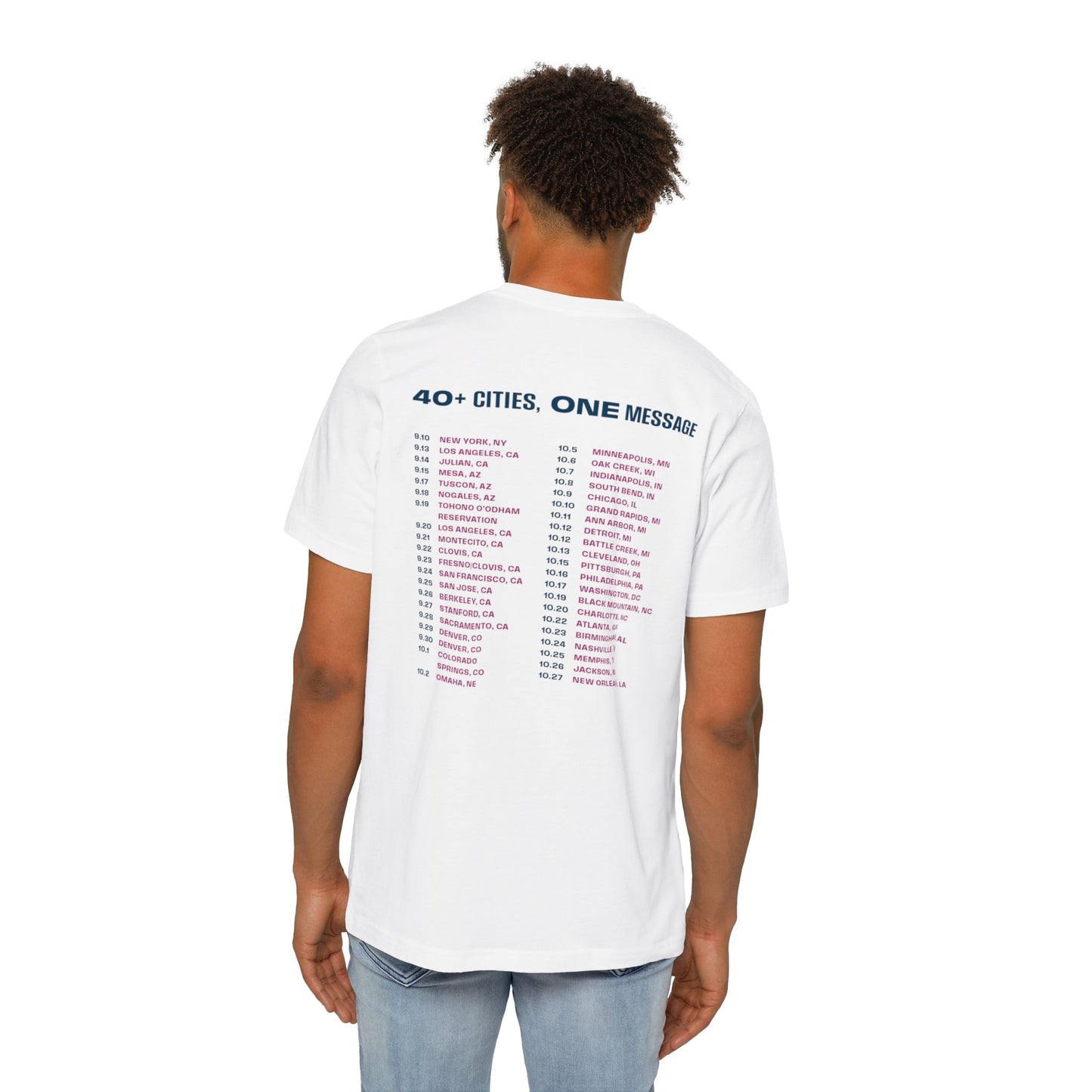 Call of Our Times with Tour Cities - Unisex Short-Sleeve Jersey T-Shirt (White)