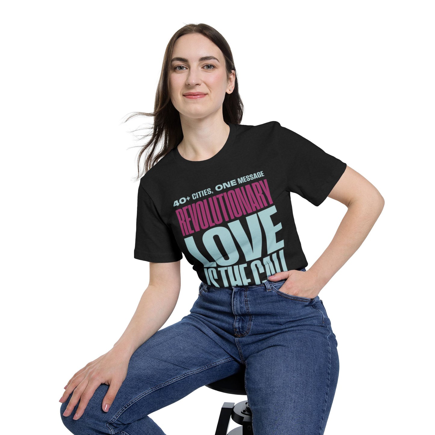 40+ Cities, One Message - Unisex Short-Sleeve Jersey T-Shirt (Black)